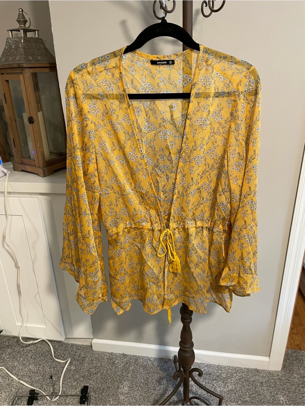 Annabelle Mustard Yellow Floral Scoop Tunic